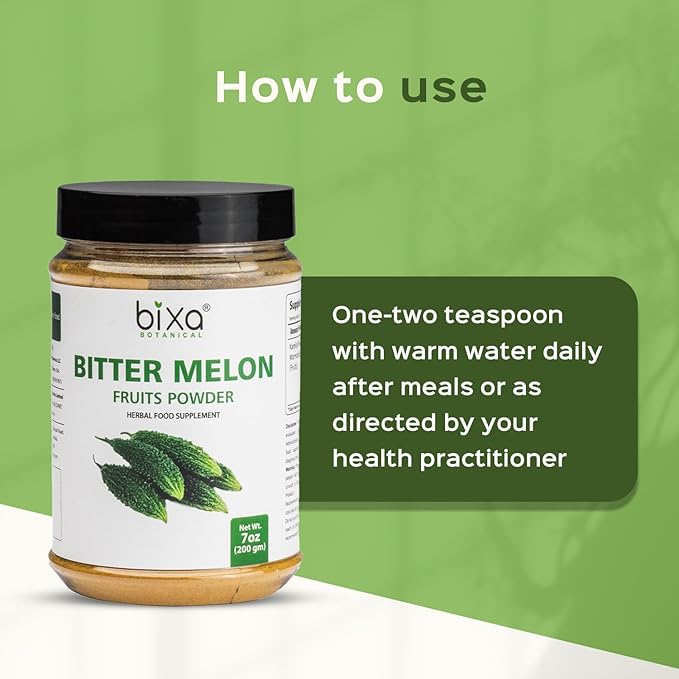 bixa BOTANICAL Bitter Melon Powder (Momordica Charantia/Karela Fruit Powder) - 200g / 7 Oz | Herbal Supplement for Skin and Stomach
