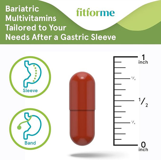 FitForMe One-a-Day Bariatric Multivitamin — After Weight-Loss Surgery (Gastric Sleeve) — Easy-to-Swallow WLS Optimum Capsules, 90 Count, 3-Month Supply