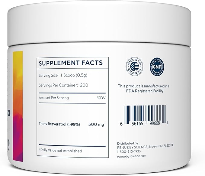 Resveratrol | High Strength Resveratrol Supplement | 100g Trans Resveratrol Powder | Reservatrol 200 Day Supply | Non-GMO & Allergen Free | Manufactured in The USA Third-Party Tested
