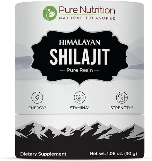 Pure Nutrition Himalayan Shilajit Resin for Men & Women | 30 Gram | 75 Servings | High Potency Pure Himalayan Shilajit Resin with 85+ Trace Minerals, 75%+ Fulvic Acid