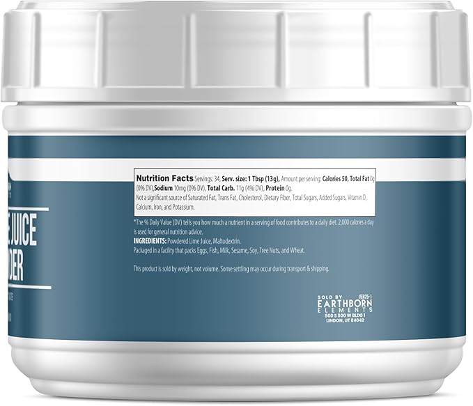 Earthborn Elements Lime Juice Powder 1 lb, Pure & Natural, Delicious Sour Flavor