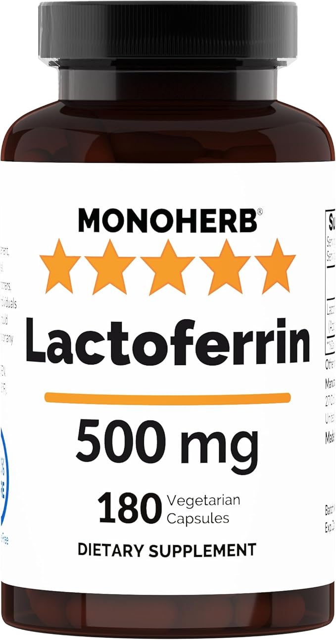 Pure Lactoferrin 500 mg - 180 Veg Capsules - 180 Servings - Additives Free