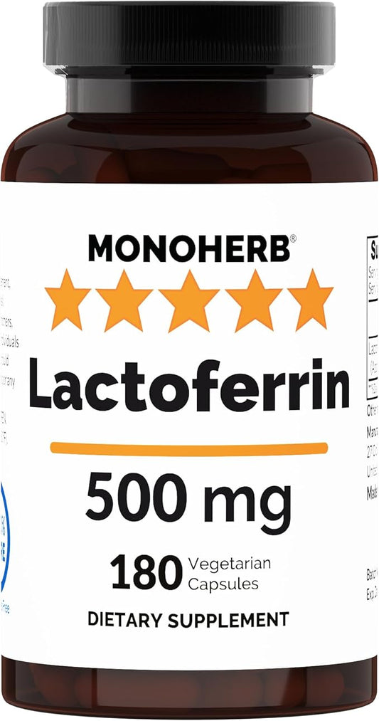 Pure Lactoferrin 500 mg - 180 Veg Capsules - 180 Servings - Additives Free