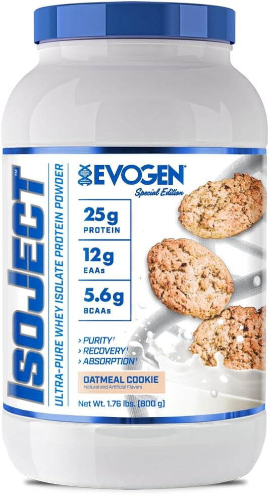 Evogen Isoject - Whey Protein Isolate | Ultra-Pure Whey Protein Powder with Ignitor Enzymes, BCAAs, and EAAs | Enhanced Absorption & Recovery | Oatmeal Cookie | 25 Servings