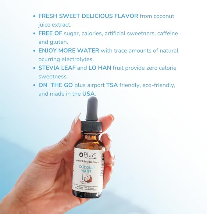 Pure Inventions Coconut Water - Water Enhancer Drops - Electrolyte Hydration - No Sugar, Calories, or Artificial Sweeteners - 30 Servings, 1 oz