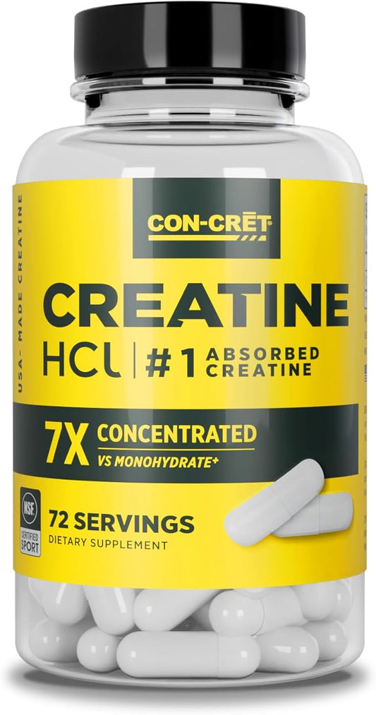 Creatine HCl Capsules | Muscle, Cognitive, Cellular Energy Support | No Bloating or Cramps | USA Made & NSF Certified | Creatine Pills (72ct)