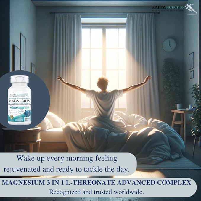 Kappa Nutrition Magbrain™ Magnesium L-Threonate Plant-Based, 420mg Elemental Magnesium (3 Capsules) from 2,253mg, 120 Vegan Capsules, Brain, Sleep & Muscle Support.