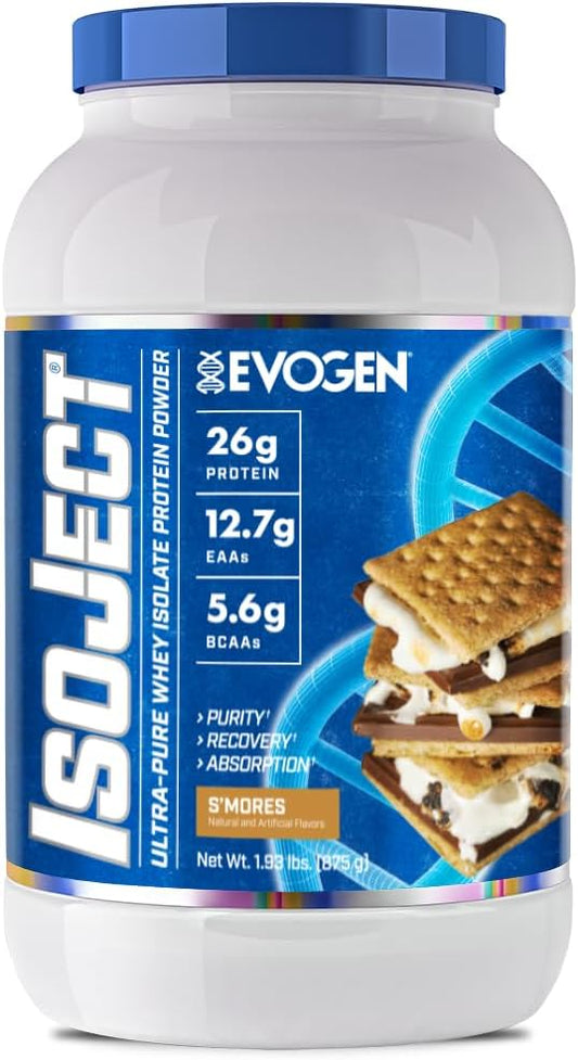 Evogen Isoject - Whey Protein Isolate | Ultra-Pure Whey Protein Powder with Ignitor Enzymes, BCAAs, and EAAs | Enhanced Absorption & Recovery | S'Mores | 25 Servings