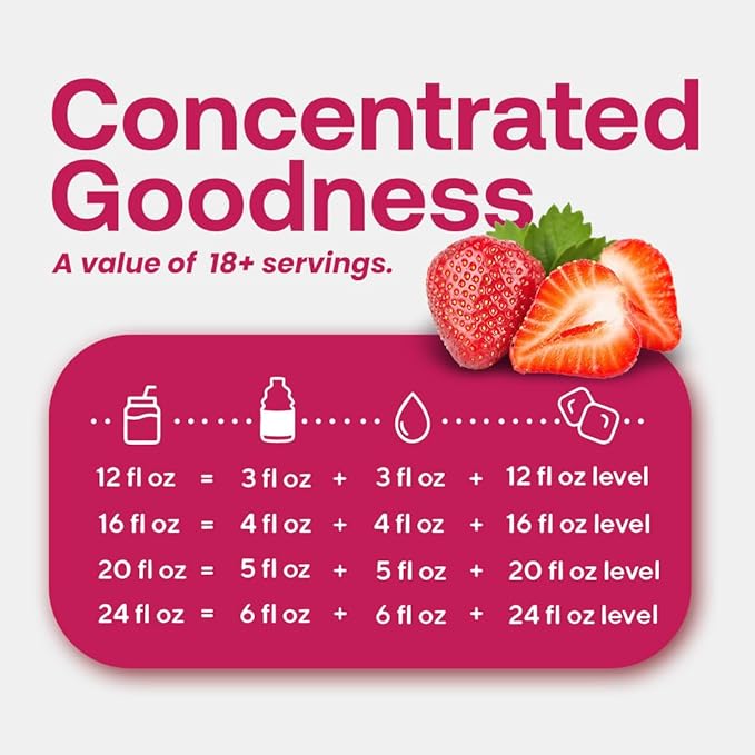 Dr. Smoothie Refreshers Strawberry Acai – Made with Real Fruit Juice – Drink Concentrate, No Artificial Colors, Shelf-Stable – Lightly Caffeinated with Green Coffee Extract (46 oz Bottle)