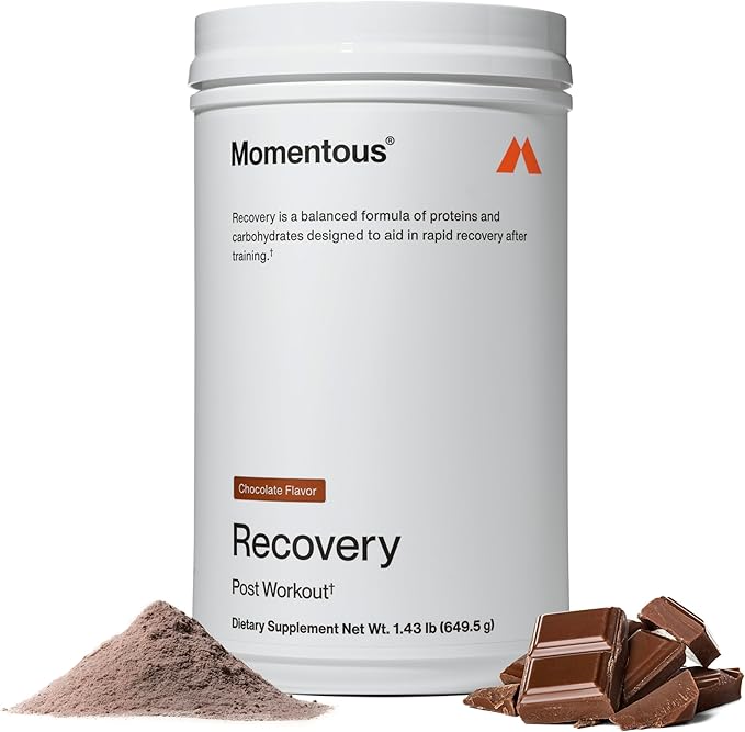 Momentous Recovery Grass-Fed Whey Protein Powder - 20 g Post-Workout Whey Isolate Protein - NSF Certified for Sport - Gluten-Free - 15 Servings - Chocolate - Package May Vary