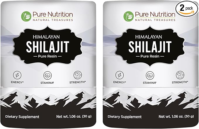 Pure Nutrition Himalayan Shilajit Resin for Men & Women | 60 GMS | 150 Servings | High Potency Pure Himalayan Shilajit Resin with 85+ Trace Minerals, 75%+ Fulvic Acid | 30 Gram X Pack of 2