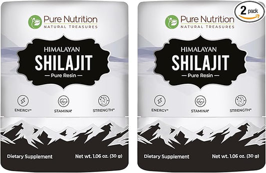 Pure Nutrition Himalayan Shilajit Resin for Men & Women | 60 GMS | 150 Servings | High Potency Pure Himalayan Shilajit Resin with 85+ Trace Minerals, 75%+ Fulvic Acid | 30 Gram X Pack of 2