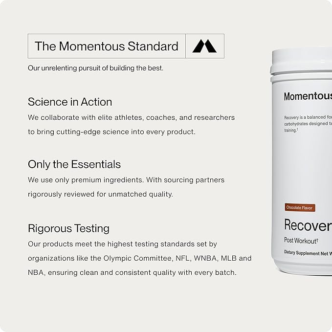 Momentous Recovery Grass-Fed Whey Protein Powder - 20 g Post-Workout Whey Isolate Protein - NSF Certified for Sport - Gluten-Free - 15 Servings - Chocolate - Package May Vary