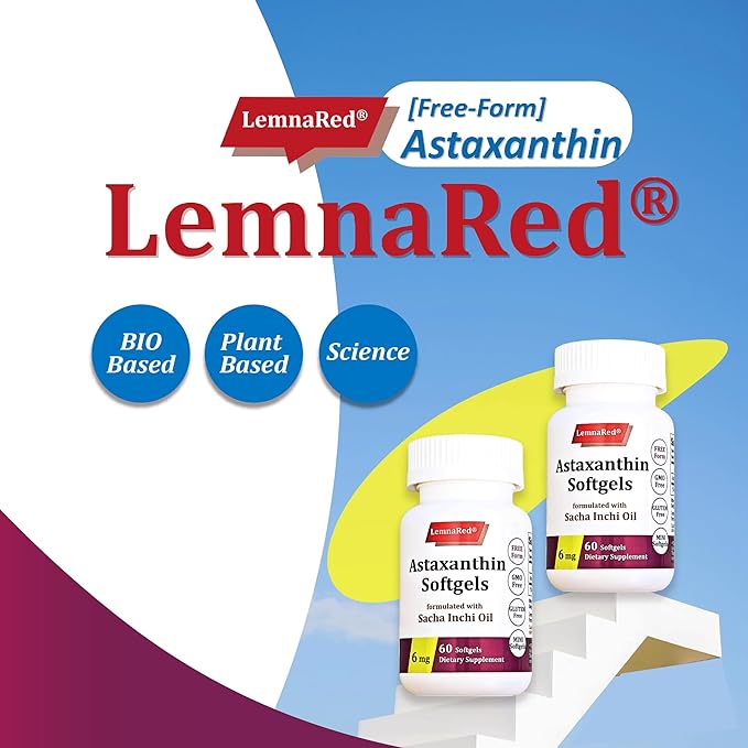 Free-Form Astaxanthin 6mg Softgel-60 Softgels Dietary Supplement Strongest Antioxidant Immune Supports Supports Eye,Joint & Skin Health Formulated with Sacha Inchi Oil