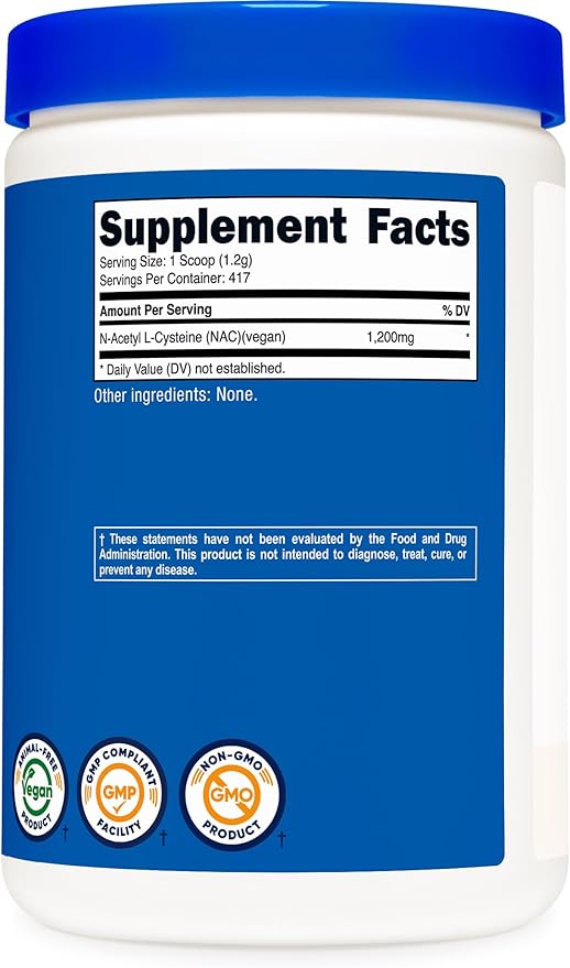 Nutricost N-Acetyl L-Cysteine (NAC) Powder 500 Grams - Vegan NAC, Non-GMO, Gluten Free