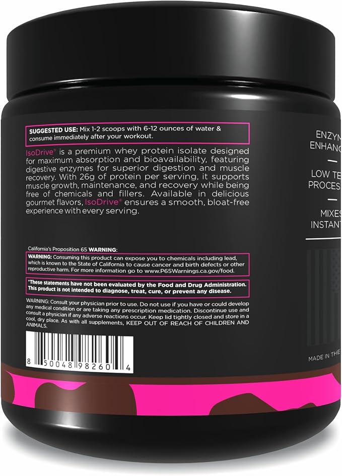 Driven Nutrition ISODRIVE Premium Whey Isolate (1lb, Chocolate)
