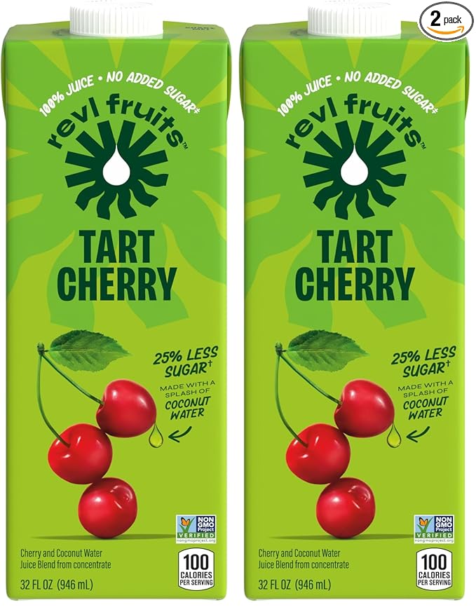 Revl Fruits™ 100% Juice, No Added Sugar, Tart Cherry, 32 fl oz. Carton (Pack of 2)