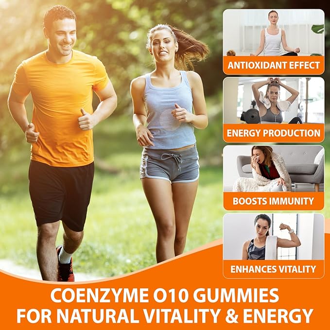 CoQ10 Oranges Gummies 500mg-3X Better Absorption Coenzyme Q10 Supplements - Plus Omega-3, Magnesium, Vitamin B3 & Zinc for Heart Health, Cellular Energy & Antioxidant, Vegan, Non-GMO 60 Ct (1)