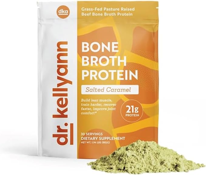 Dr. Kellyann Bone Broth Protein Powder Salted Caramel - 21g Protein, Grass-Fed Collagen, Segar-Free, Keto & Paleo Friendly (30 Servings)
