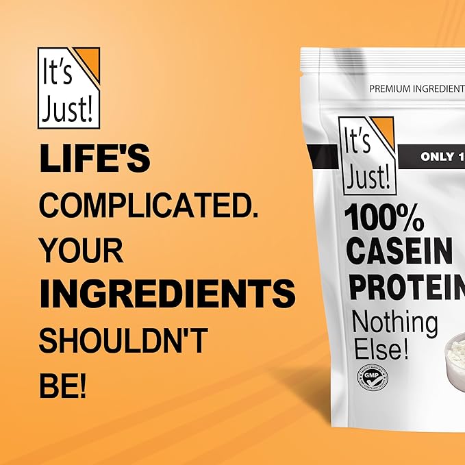 It's Just! - 100% Casein Protein Powder, Made in USA, One Ingredient, Slow Burning, Time Release (1 Pound (Pack of 1), Unflavored)