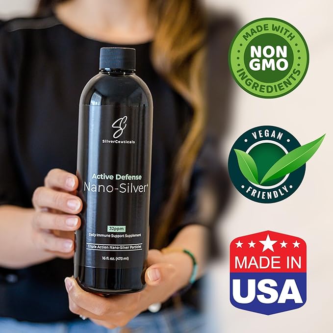 Colloidal Silver w/Nano Technology - 32ppm 8oz - 8X More Effective - Natural Immune Support - Save The Sick Days - Ages 5 & Up - Outperforms Higher PPM Silvers - No Taste & Smell - 3rd Party Tested