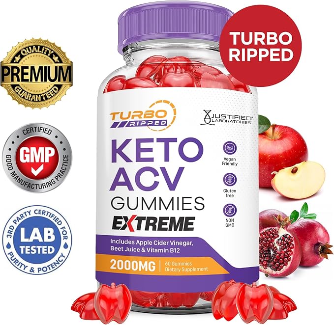 Justified Laboratories (3 Pack Tubo Ripped Keto ACV Gummies Extreme 2000MG Tubo Ripped Keto Gummies Apple Cider Vinegar Formulated with Pomegranate Beet Juice Powder B12 Vegan Non GMO 180 Gummys
