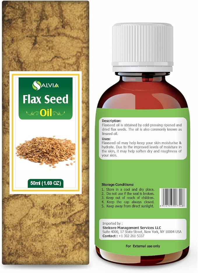 Flax Seed Oil 100% Natural Pure UNDILUTED Uncut Carrier Oil (1.69 fl oz)