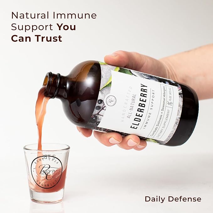 Rowe Casa Organics Elderberry Immune Support with Antioxidants, Zinc, and Vitamin C for Kids and Adults, Organic Elderberry Syrup for Immune Support, 16 Fl Oz