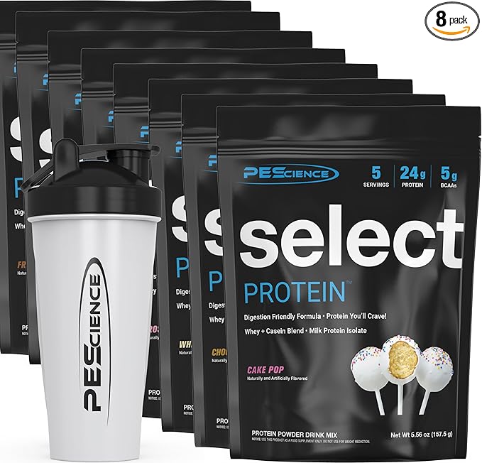 PEScience Select Protein Powder Variety Pack - 8 Flavors - 40 Servings - Protein Powder Sample Pack, Whey and Casein Blend, Keto Friendly, Gluten Free, Digestion Friendly, Amazing Taste