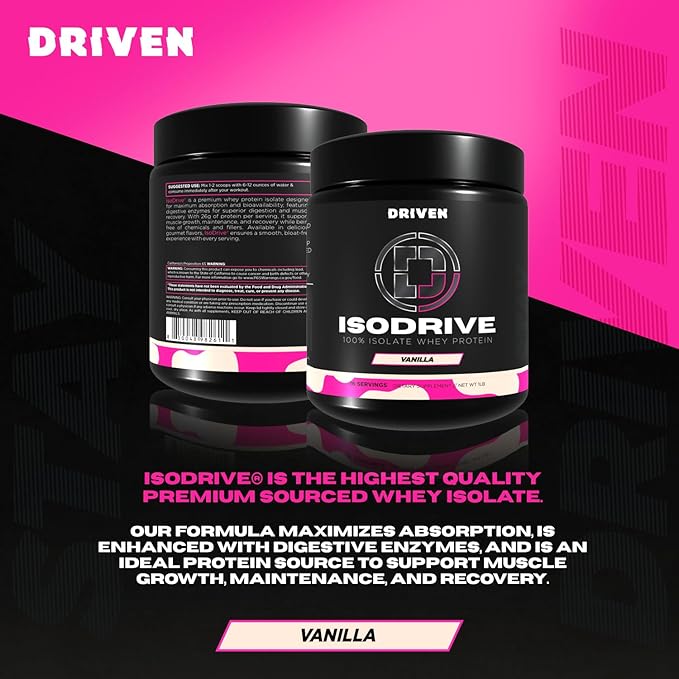 Driven Nutrition ISODRIVE Premium Whey Isolate (1lb, Vanilla)
