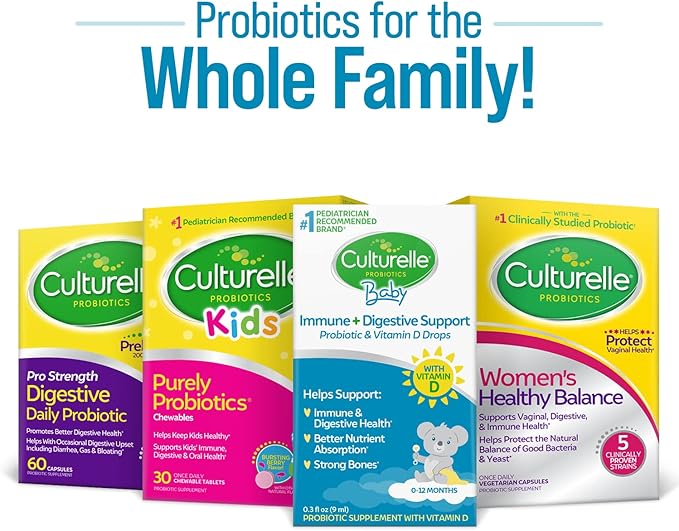 Culturelle Baby Immune & Digestive Support Probiotic + Vitamin D Drops, Helps Support Immune Health in Babies, Infants & Newborns 0-12 Months, 30 Day Supply, Gluten Free & Non-GMO, 9ml