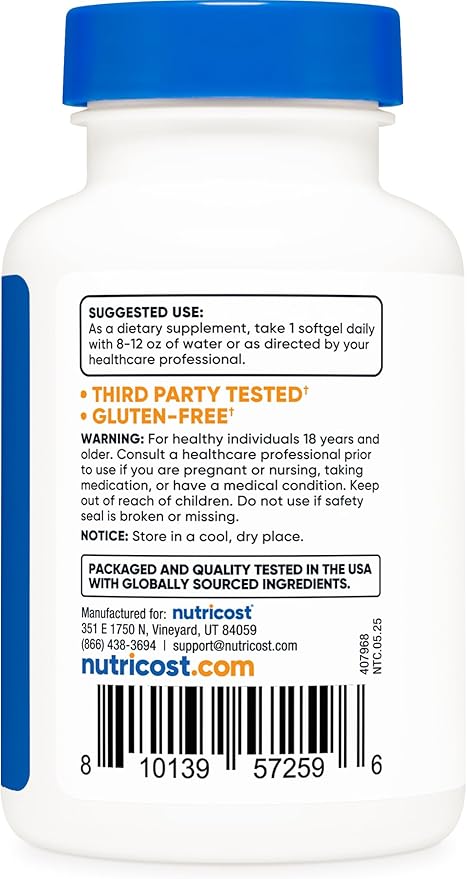 Nutricost Astaxanthin 12mg, Non-GMO and Gluten Free, 120 Softgels (4 Month Supply)