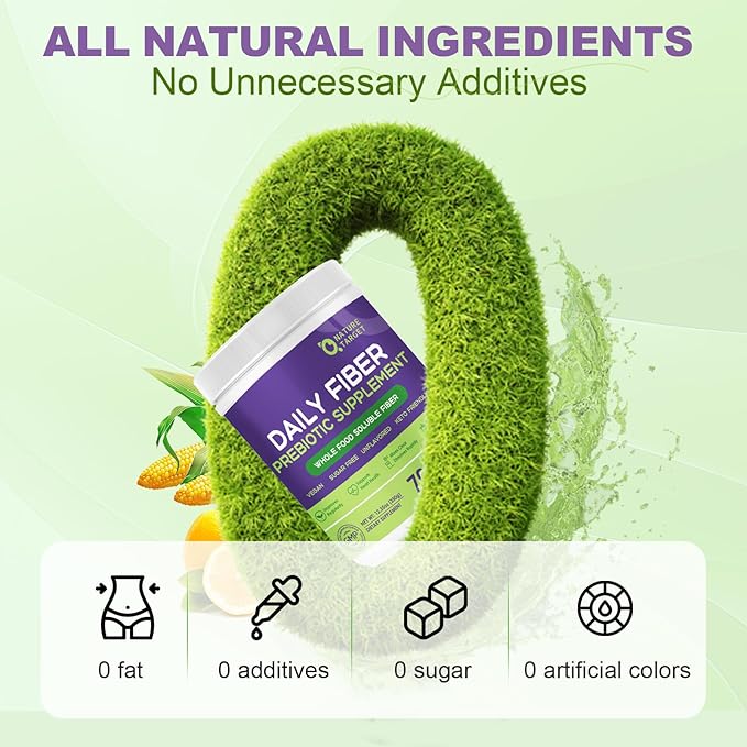 NATURE TARGET Daily Fiber Supplement - Soluble Prebiotic Fiber Powder for Gut Health, Whole Food High Fiber for Digestive Health & Regularity, Unflavored, Gluten & Sugar Free, Keto - 70 Servings