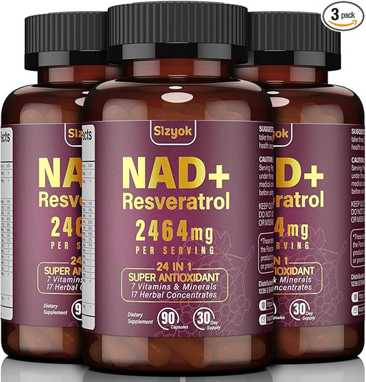 NAD Resveratrol Supplement 2464mg, Liposomal NAD Supplement with Resveratrol for Women and Men, NAD Plus Boosts NAD+ Levels, Energy Anti-Aging, 3Pack
