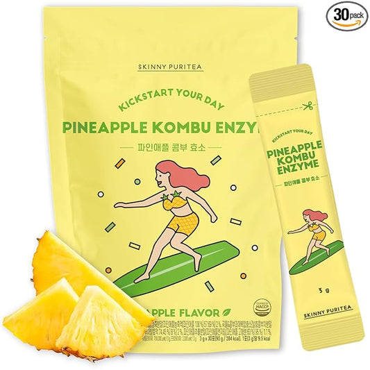 Korean Food Kombucha Powder Tea, Kombu Enzyme(3g*30P) | Sticks, Pineapple flavor | Individually Packed | Skinny puritea