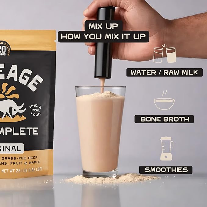 Grass Fed Beef Protein Powder - Original Flavor - Nose to Tail Animal Protein Powder Including 100% Grass Fed and Finished Beef Organs, Colostrum, and Fruit - 1.8 lbs (30 Servings)