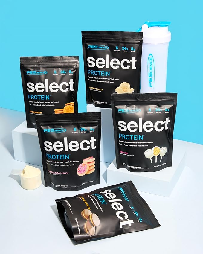 PEScience Select Protein Powder Variety Pack - 5 Flavors - 25 Servings - Protein Powder Sample Pack, Whey and Casein Blend, Keto Friendly, Gluten Free, Digestion Friendly, Amazing Taste