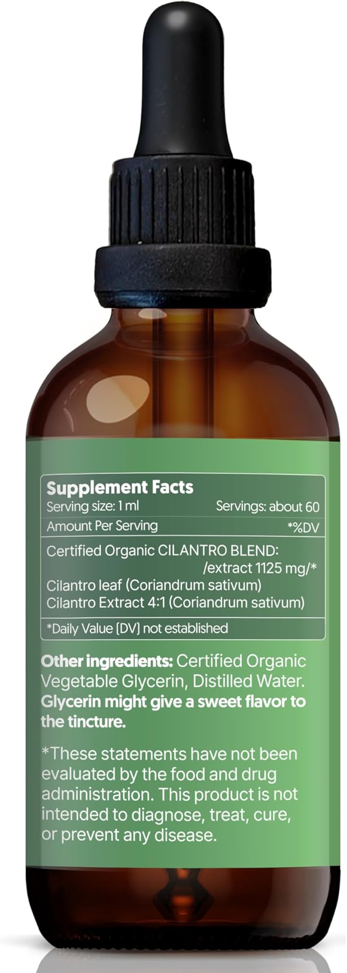 Cilantro Leaf 2 fl oz Liquid Extract - Organic Coriandrum Sativum Drops for Body Cleansing & Detox - Natural Calming Herbal Tincture Supplement for Nervous System
