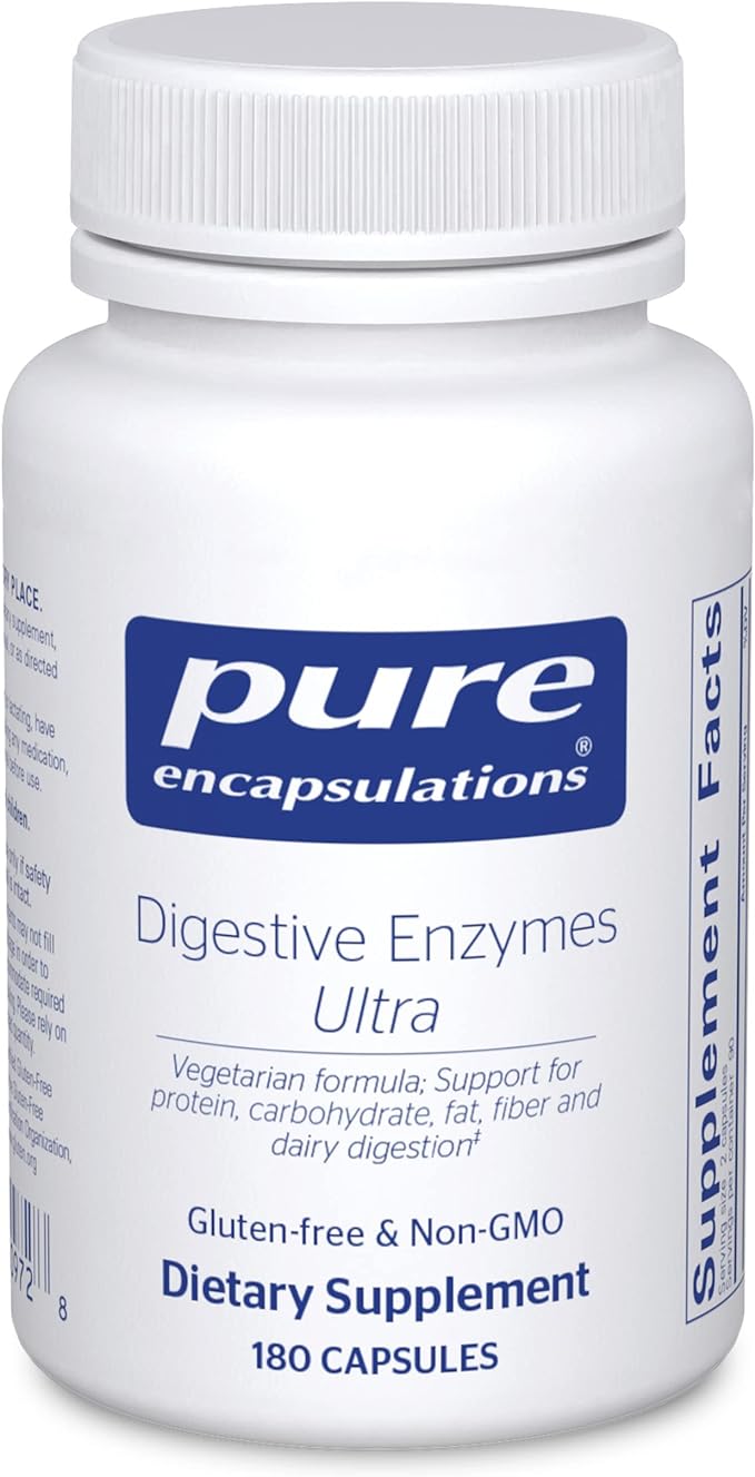 Pure Encapsulations Digestive Enzymes Ultra - Vegetarian Digestive Enzyme Supplement to Support Protein, Carb, Fiber, and Dairy Digestion* - 180 Capsules