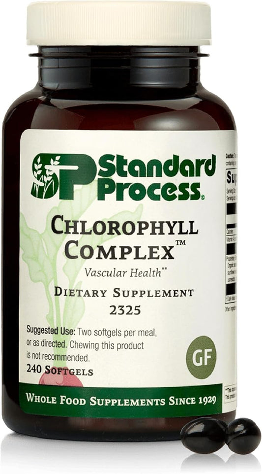 Standard Process Chlorophyll Complex - Immune Support, Antioxidant Activity, Skin Health and Hair Health Support with Vitamin A, Sunflower Lecithin, Buckwheat, Spanish Moss, and More - 240 Softgels