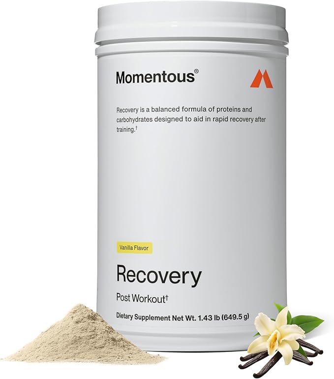 Momentous Recovery Grass-Fed Whey Protein Powder - 20 g Post-Workout Whey Isolate Protein - NSF Certified for Sport - Gluten-Free - 15 Servings - Vanilla - Package May Vary