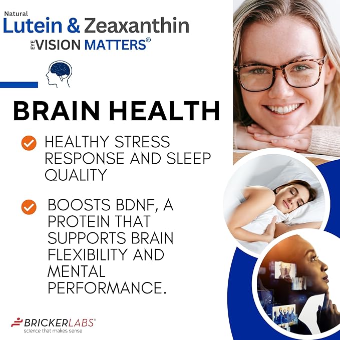 Natural Lutein + Zeaxanthin Eye Supplement – Supports Eye, Brain, and Skin Health with Macular Carotenoids, Superior Bioavailability, AREDS2 Chosen Lutein Source – 60 Soft Gels