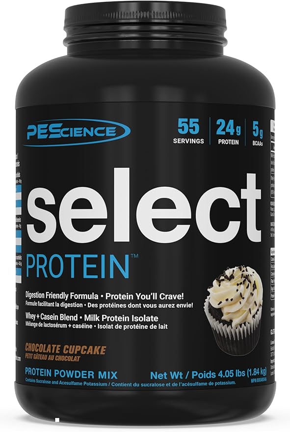 PEScience Select Protein Powder, Whey and Casein Blend, Clean Protein Powder for Women and Men, Low Calorie, Low Carb, Keto Friendly, Gluten Free - Frosted Chocolate Cupcake - 55 Servings