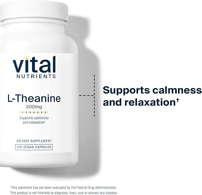 Vital Nutrients L-Theanine 200mg | Vegan Supplement | L Theanine Supplement Supports Normal Stress Levels and Cognitive Function* | Gluten, Dairy and Soy Free | 120 Capsules