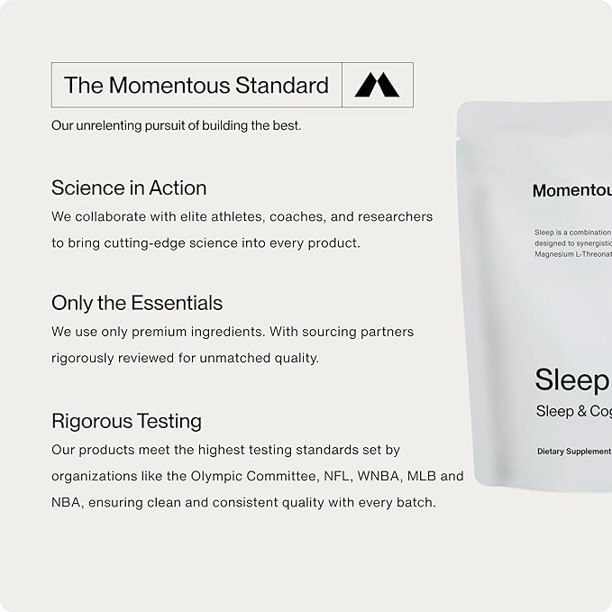 Momentous Sleep Pack - Magnesium Glycinate, Magnesium L-Threonate, and Apigenin - NSF Certified for Sport - 30 Servings