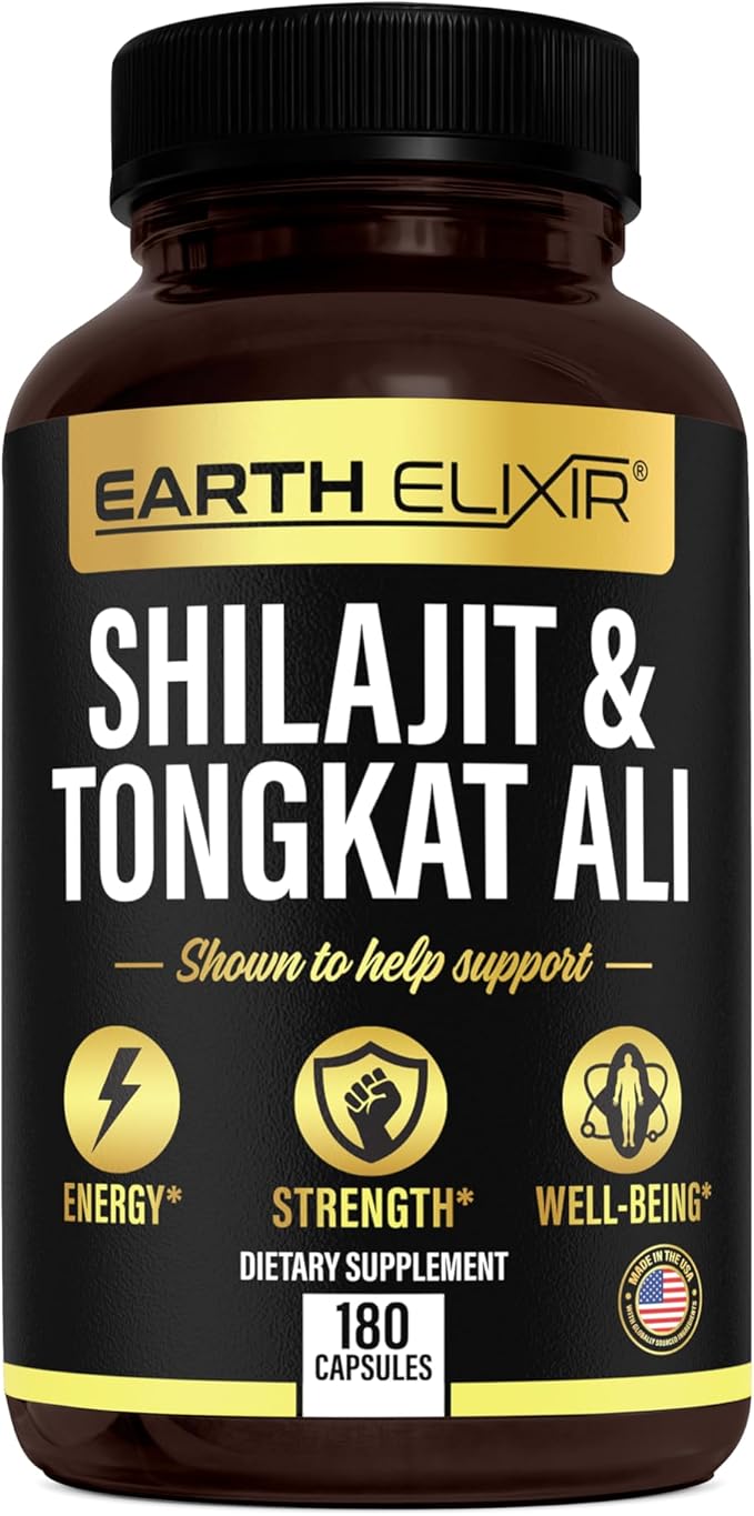 Shilajit 1000mg & Tongkat Ali 400mg (180 Capsules) Made in USA-Shilajit Supplement (20% Fulvic Acid) Shilajit Pure Himalayan Organic & Tongkat Ali for Men More Potent Than Shilajit Resin
