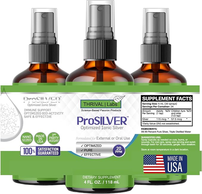 Ionic Colloidal Silver Spray 20 PPM Inmune Support Bioactive Supplement Liquid 4oz Organic Plata Coloidal