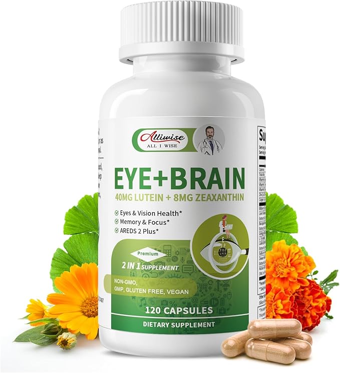 Lutein Eye Vitamins 14 in 1 Supplement Eye Vitamins for Ocular Health, Dry Eye Support, Memory & Focus Supplement, Contains Lutein, Zeaxanthin, Zinc, Vitamins A/C/E, 120 Capsules