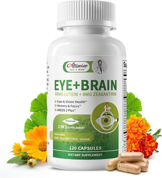 Lutein Eye Vitamins 14 in 1 Supplement Eye Vitamins for Ocular Health, Dry Eye Support, Memory & Focus Supplement, Contains Lutein, Zeaxanthin, Zinc, Vitamins A/C/E, 120 Capsules