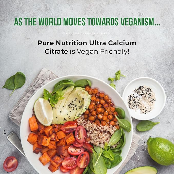 Pure Nutrition Ultra Calcium 1000mg with VIT D3 + K2 | 240 Tabs (120 X Pack of 2) | Highly absorbable Calcium Supplement with Calcium Citrate Malate, VIT D3, K2, Moringa Oleifera, Magnesium and Zinc.